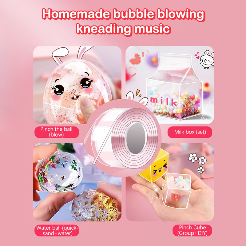 Kids Gifts DIY Craft Pinch Toy Making Blowable Bubble Tape Non-marking ...