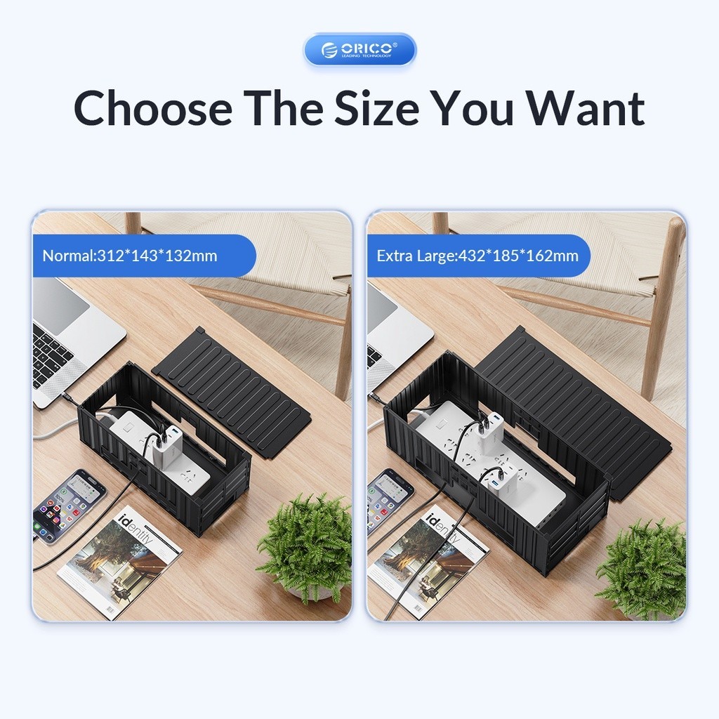 ORICO Plastic Cable Management Storage Box Wire Extension Charger Hide ...