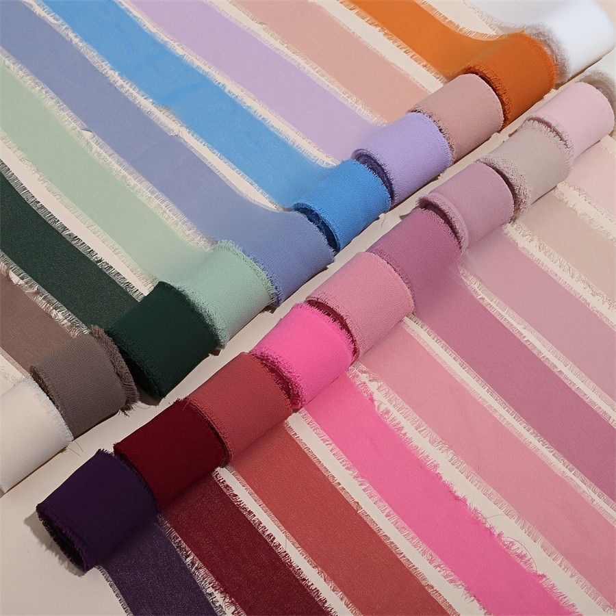 4cm x 5m Frayed Edged Chiffon Silk Ribbons for Gift Wrapping Bridal ...