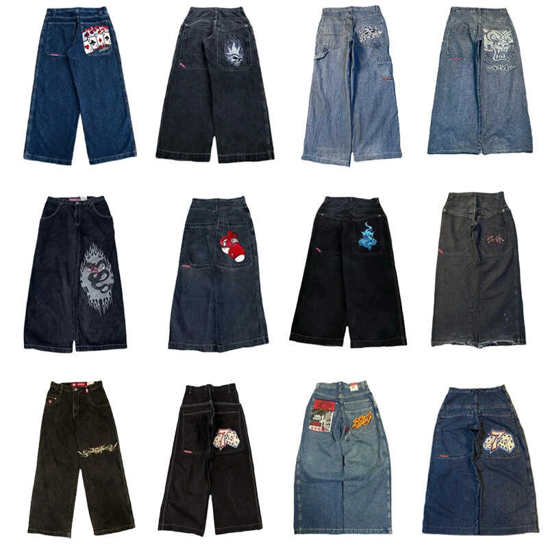 Leg Jnco Wide Jeans Streetwear Men Y2k Retro Hip Hop Haruku High