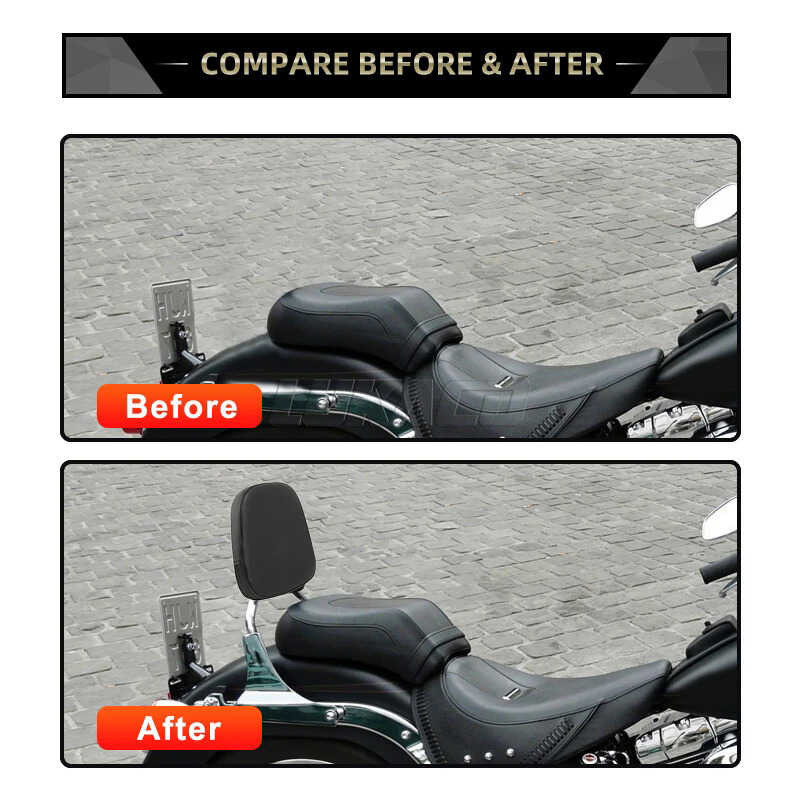 Universal Rear Motorcycle Sissy Bar Backrest Cushion Pad Harley Touring ...