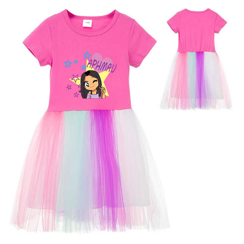 APHMAU Cotton Birthday Party School Girls Princess Dress Summer Rainbow ...