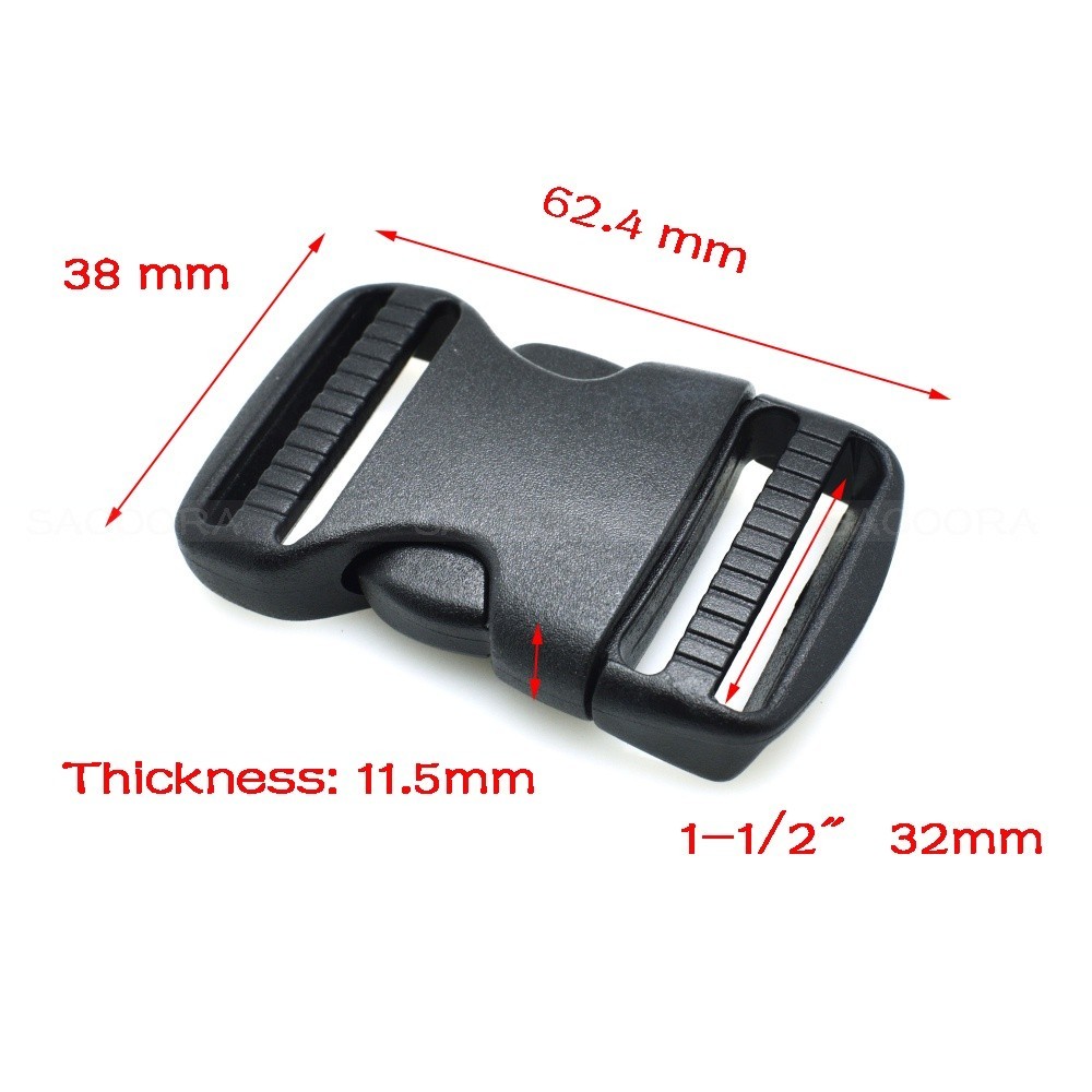 3/4" To 2" Plastic Dual Adjustable Side Release Buckle - For Tactical Backpacks, Bags, Gear (CooBigo Brand)