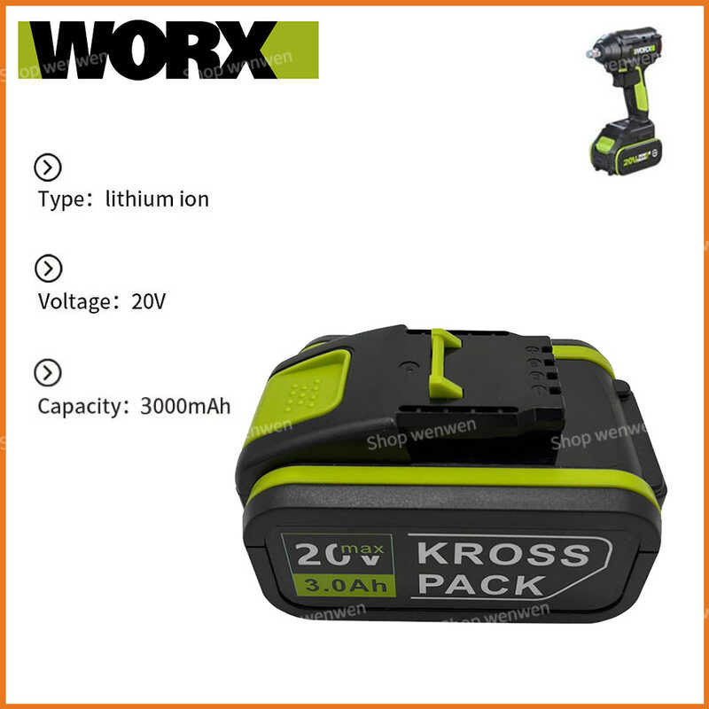 20 Volt MAX 8,0Ah Akku Li-Ion Für WORX 20V WA3553 WA3551 WA3556 WA3572