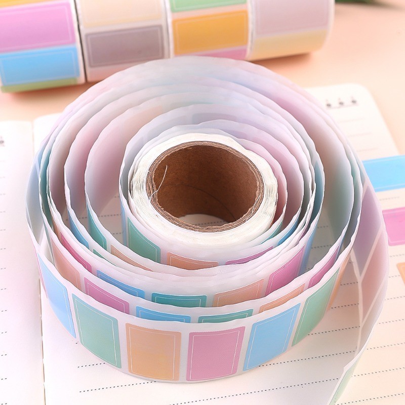 3 Rolls Colorful Paper Label Stickers - Self Adhesive Waterproof Name ...