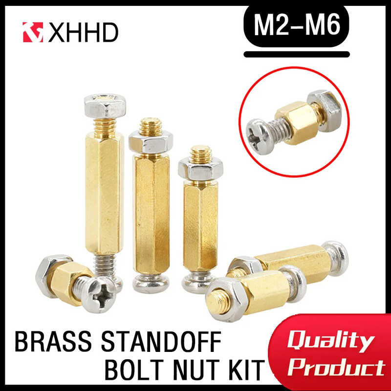 Male Hex Female PCB Pillar Spacing Screws Board Rack Stud Brass ...