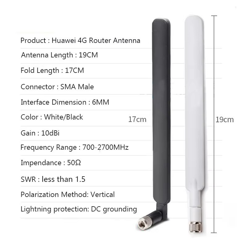 2Pcs 4G Antenna 10dBi SMA Male 700-2700MHz for LTE Router External Wifi ...