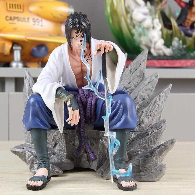 Naruto Anime Figures Uchiha Sasuke Curse Seal Sitting Action Figure ...