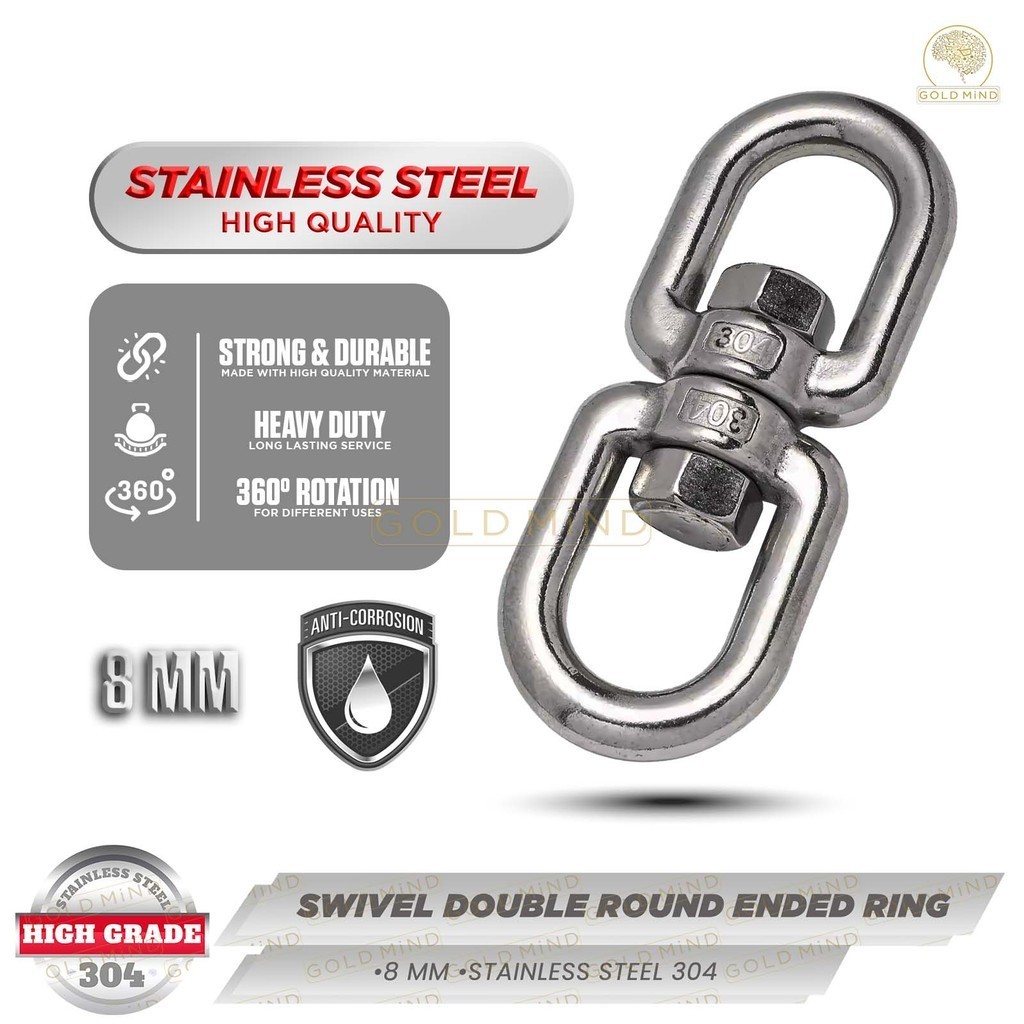 Stainless Steel 304 Swivel Ring Double Round Swivel Eye Ended Rigging ...