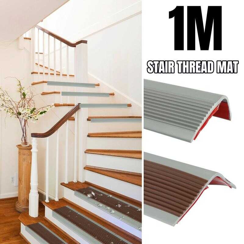 1M Non-Slip Stair Edge Protector PVC Rubber Treads Self-Adhesive Tread ...
