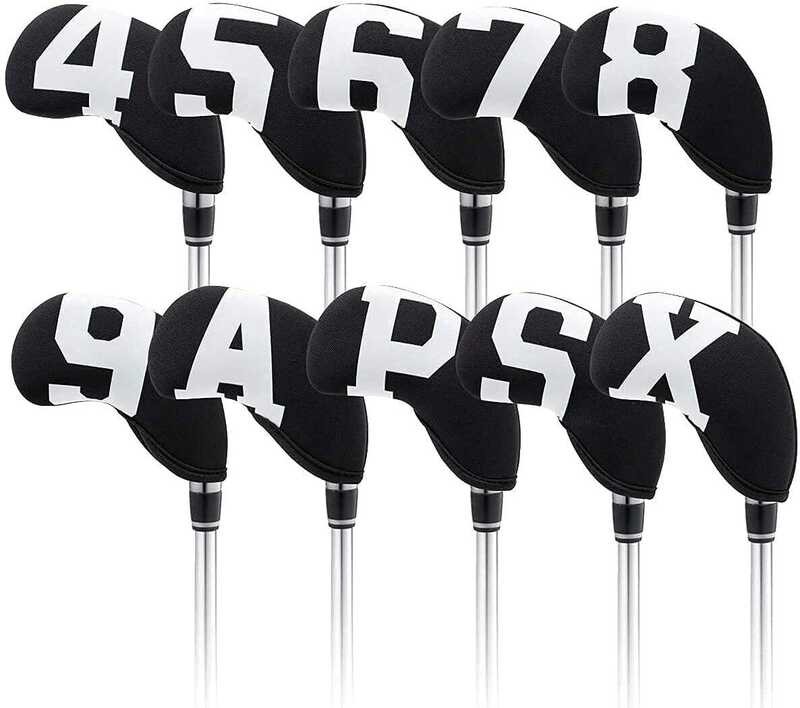 10 ProteggiTesta Ibridi Da Golf Impermeabili – Fodere In Neoprene Per Ferri E Legni (Nero/Arancione)