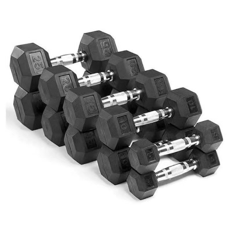 SpFitness Hex Dumbbell Set For Men 5-20LBS With Metal Handle Gym ...