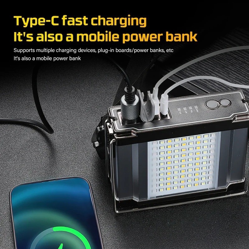 20000mAh Ultra Bright LED Headlamp Outdoor Split Headlight Mining Lamp ...