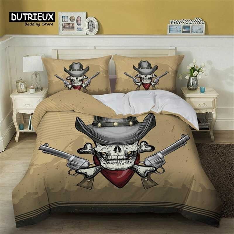 Western C Cowboy Duvet Traditional Rodeo Hat Bedding Set Hari Para Sa ...