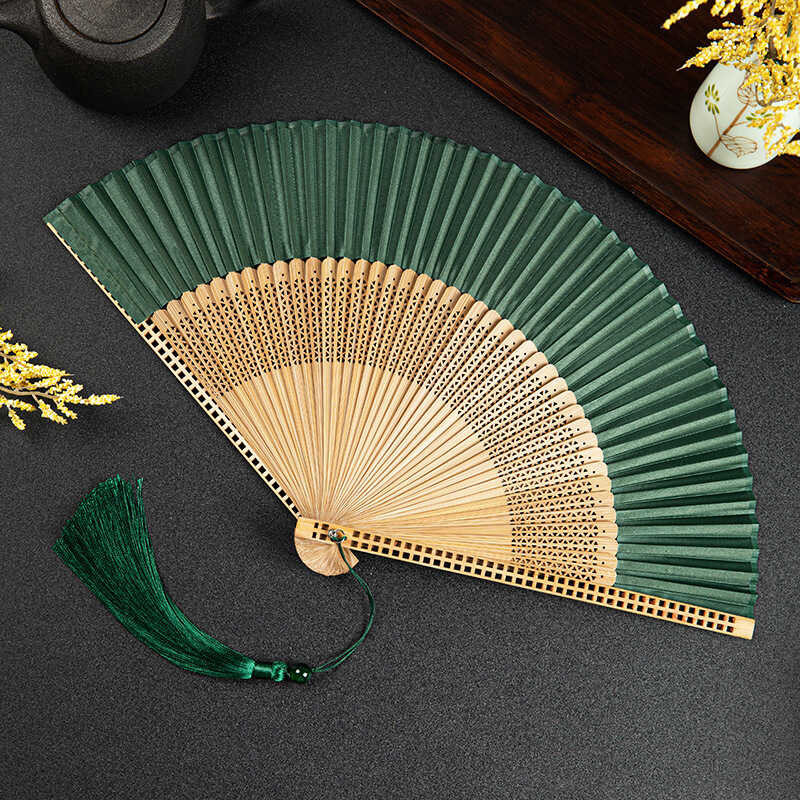 Gufeng Japanese Bamboo Hand Fan Mahjong Bone Portable Women's Qipao ...