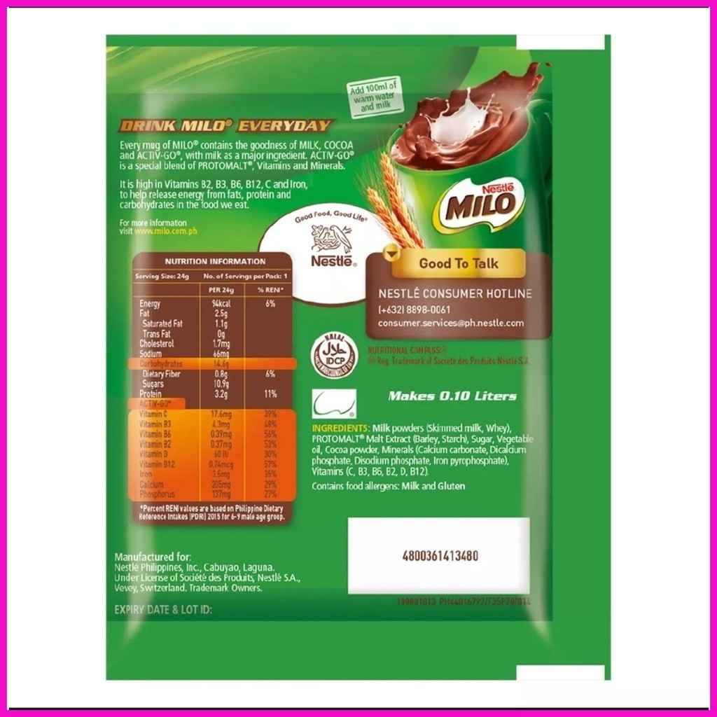 Milo Chocomalt Milk Drink (24g x 12 sachets) | Shopee Philippines