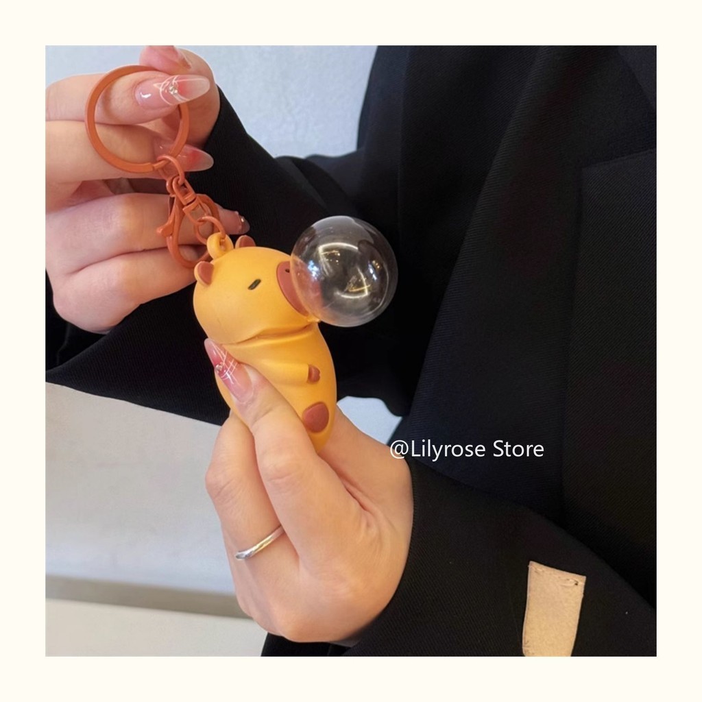 Capybara Toy Blowing Bubbles Cartoon Keychain Strap Lanyard Pendant ...