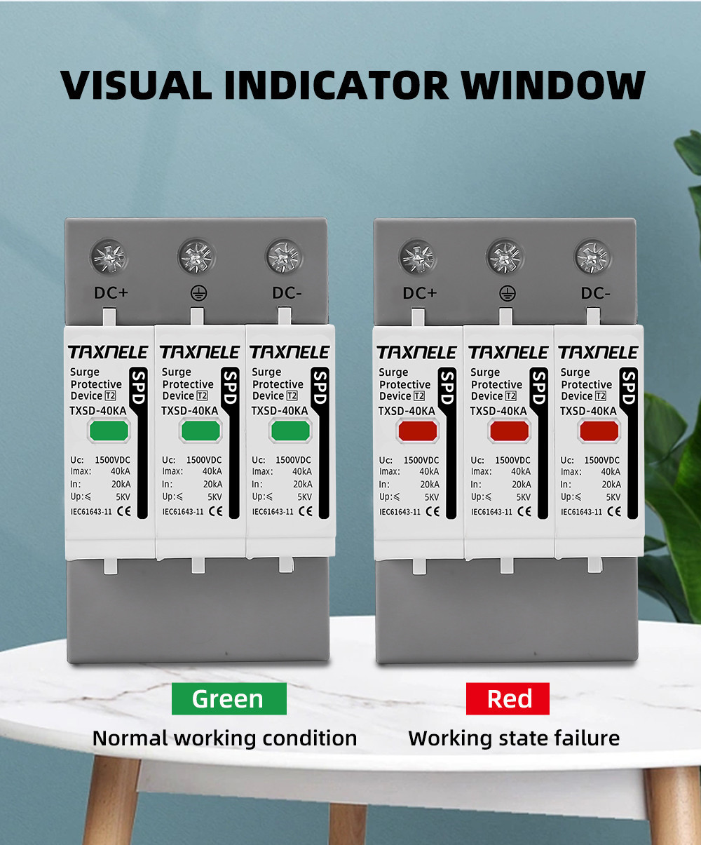 DC Surge Protector SPD PV Photovoltaic 1000Vdc 1500Vdc 40KA 3P Surge ...