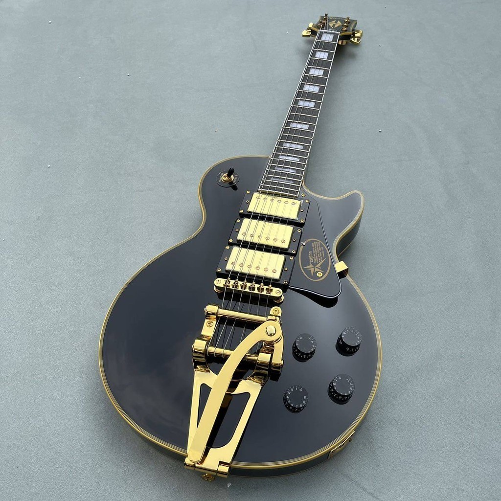 Gibson Les Paul Black Custom Electric Guitar Bigsby B700 Tremolo ...