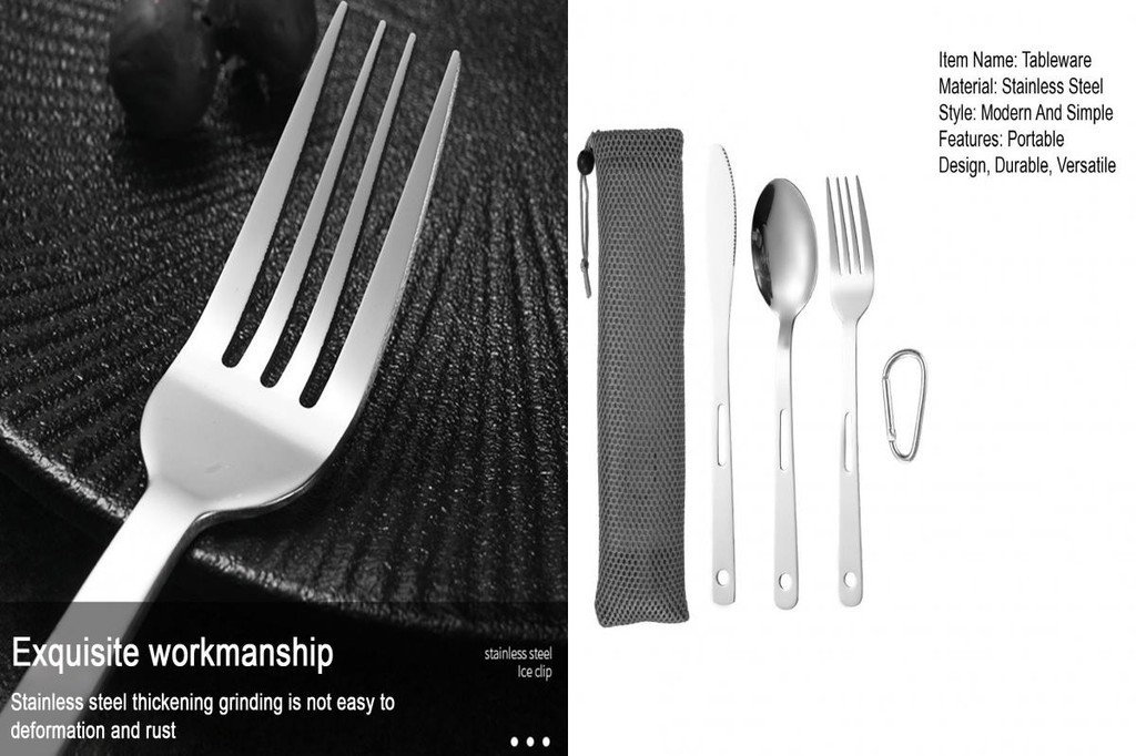 PA| Sleek Dining Utensils Cutlery Set with Storage Bag Portable ...