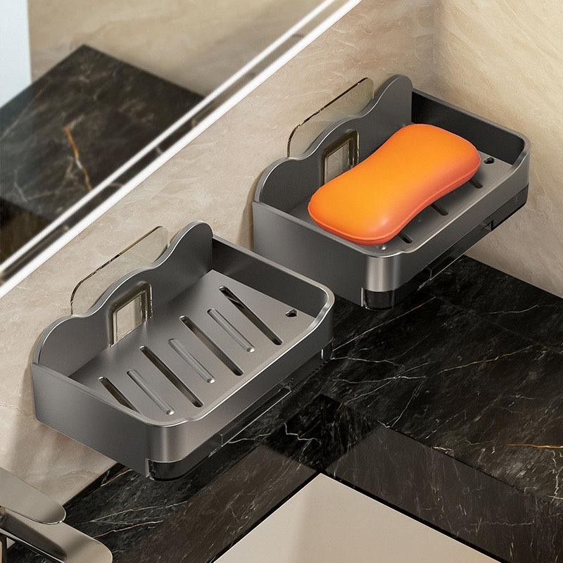2 Layers Bathroom Organizer Soap Holder with Drainer Drilling-Free Wall ...