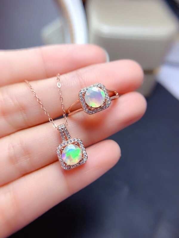 Opal ring and necklace set clearance