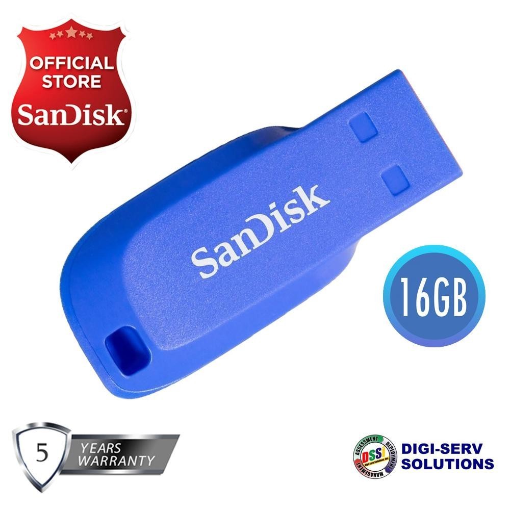 ۞ SanDisk SDCZ50C-016G Cruzer Blade 16GB Flash Drive (Electric Blue ...