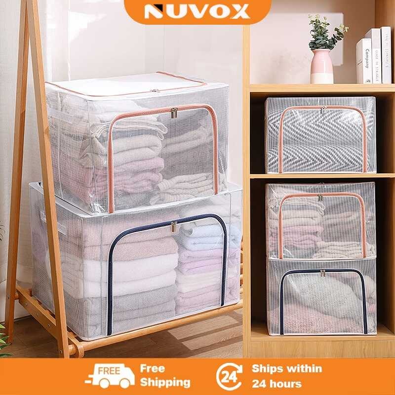 NUVOX 110L Bins gamit ang Lids Steel Frame Transparent Quilt Storage
