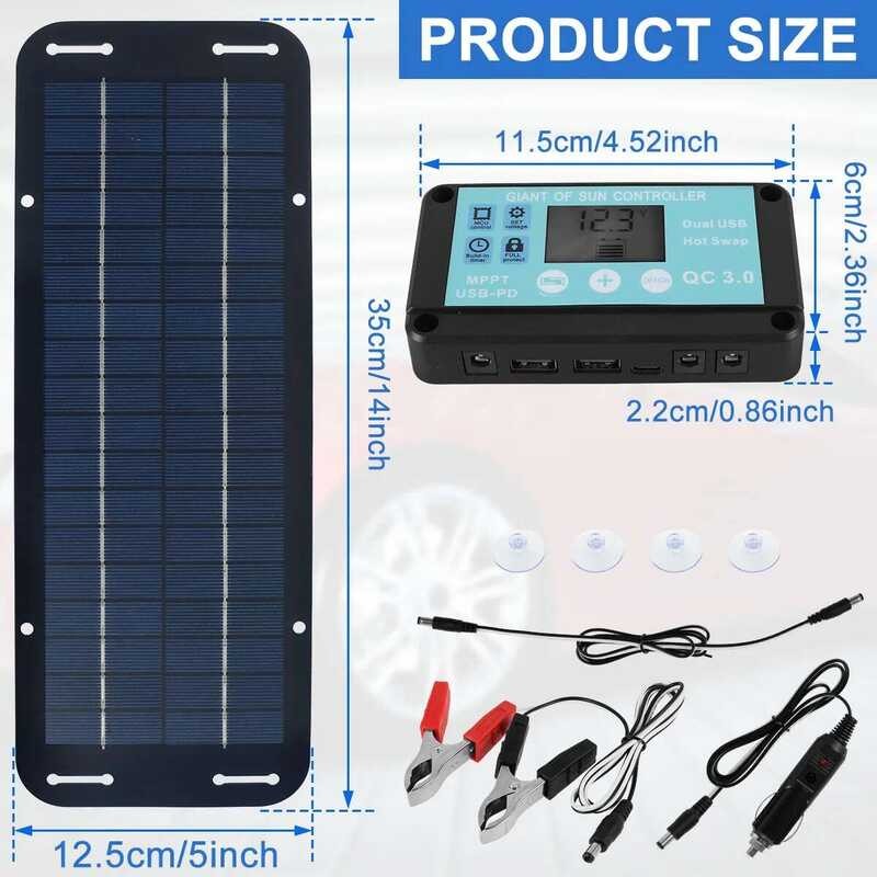 12V 30W Solar Panels, Car Battery Charger IP65 Waterproof Solar ...