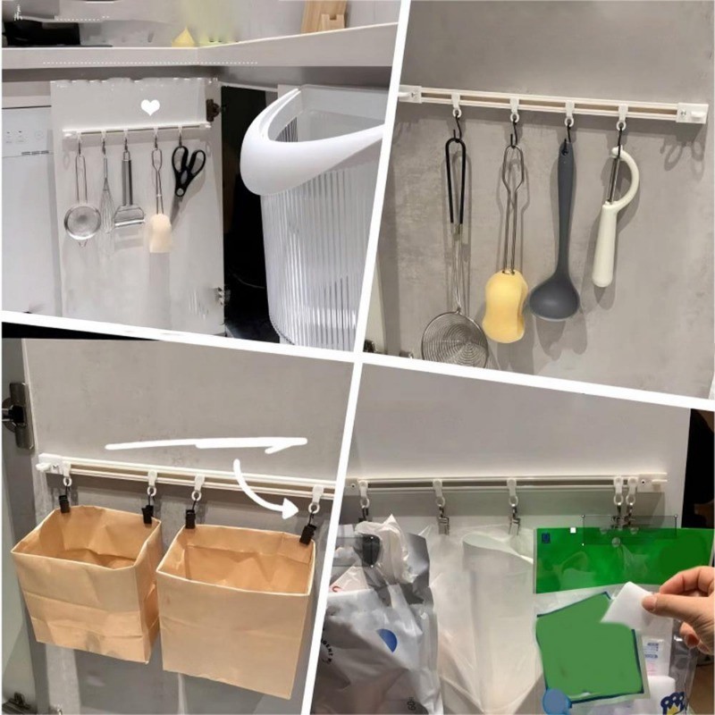 Removable Rail Hooks with 10 S-Hooks, Heavy Duty Adhesive for Kitchen ...