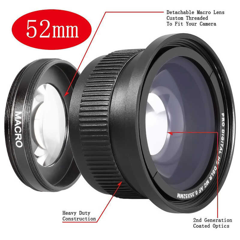 Neewer 52Mm 0.35X High Definition II Wide Angle Ro Fisheye Lens Para Sa ...