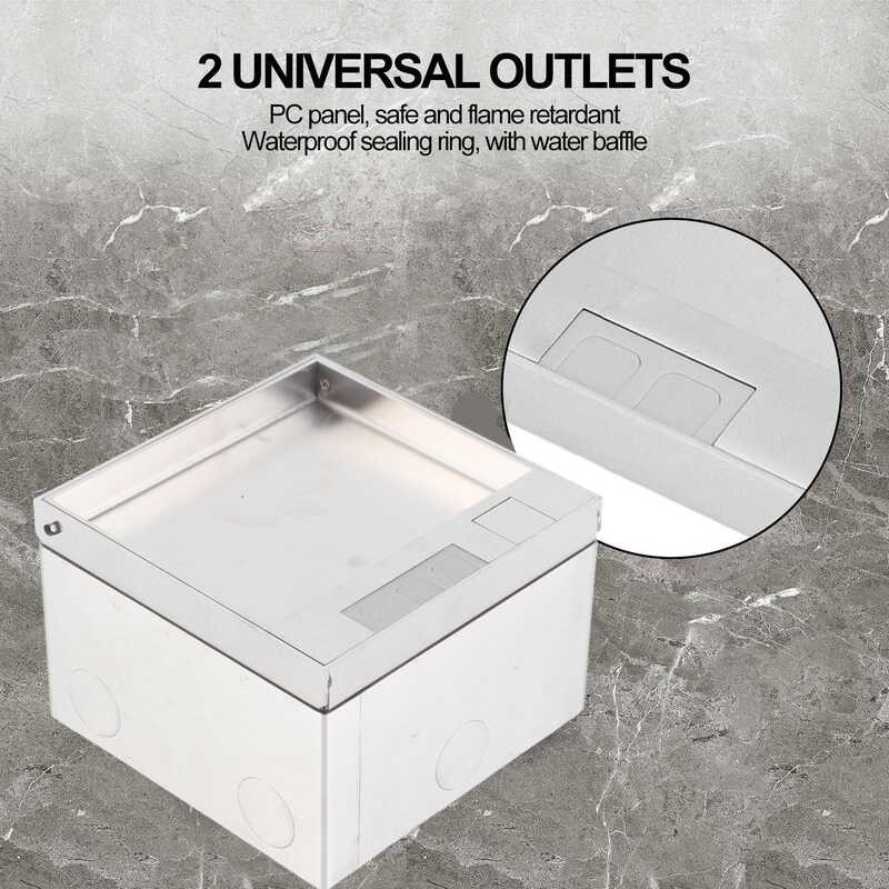 Box Stainless Embedded Steel Dual Outlets Universal Desktop Floor Power ...