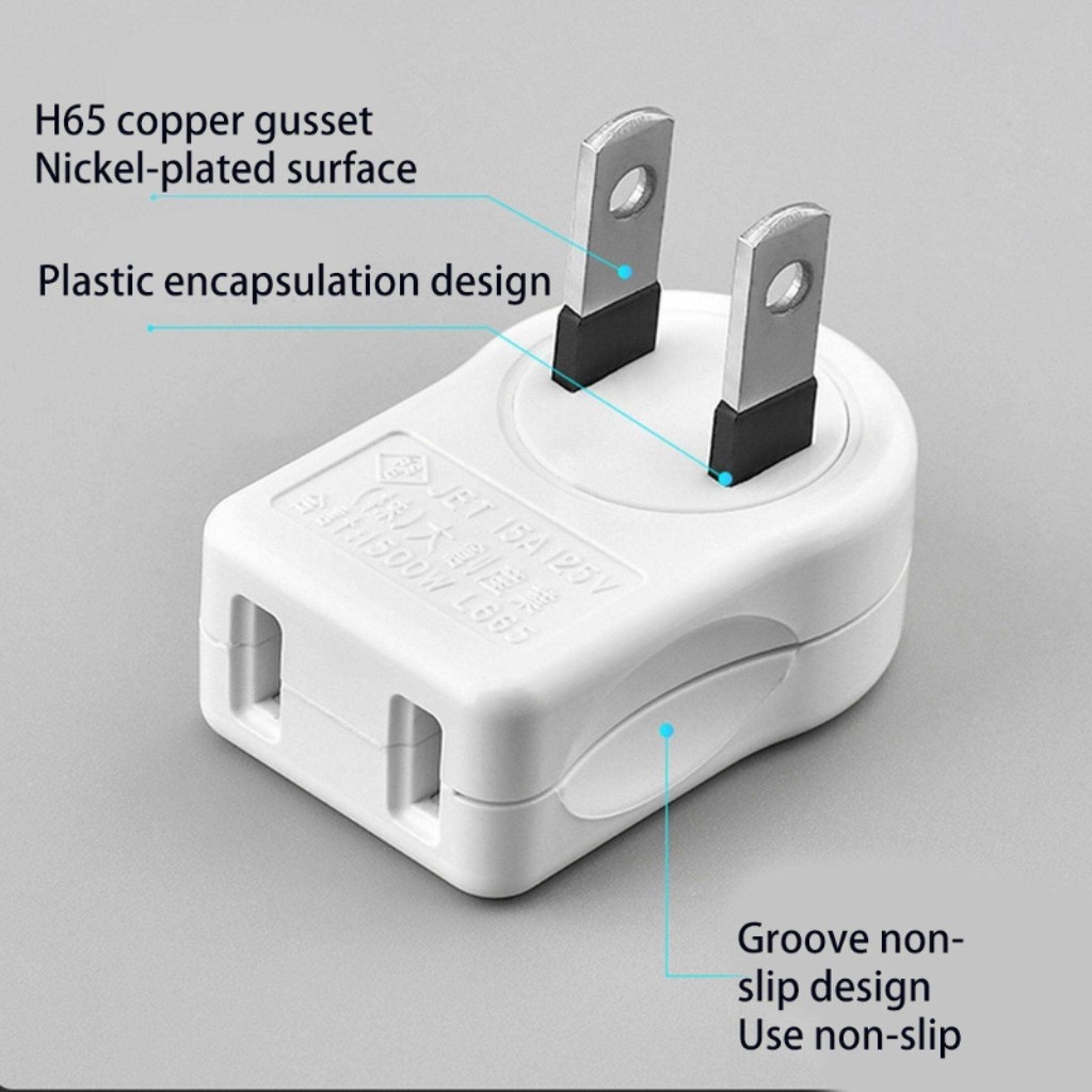 Power Extension Adapter 2-Prong 2 Outlets 90 Degree Angled Plug Adapter ...