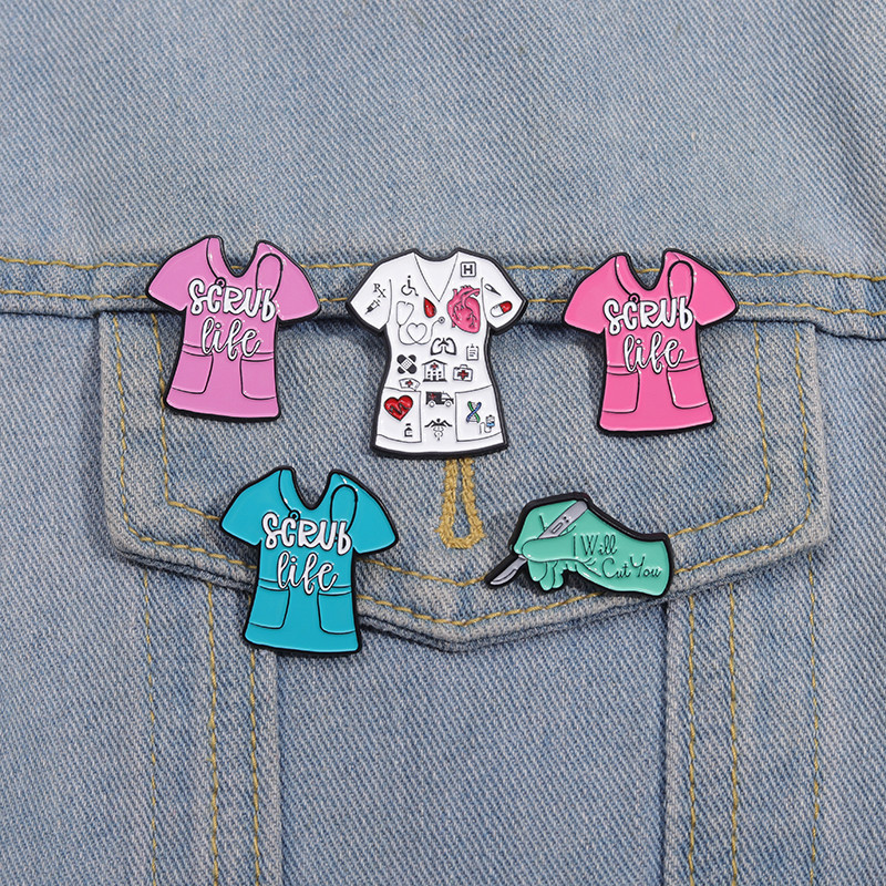 Cute Medicial Nurse Uniform Brooch Scrub Life Enamel Pin Geometric ...