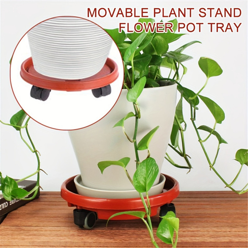 Flower Pot Moving Tray with Wheels Outdoor Planter Stand Garden ...