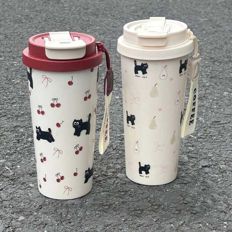 2C 700Ml 3 Cute Cherry Cat Water Bottle Plastic Coffee Cup Tumbler ...