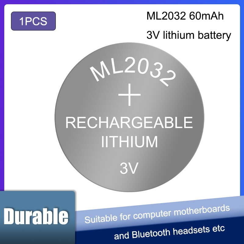 1Pcs/Lot 3V Coin Cell Button Battery 2032 Ml2032 Rechargeable CMOS BIOS ...