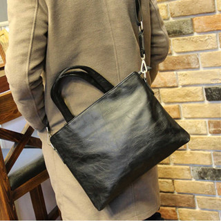 Business Black Men's Briefcase PU Leather Handbag For Documents ...