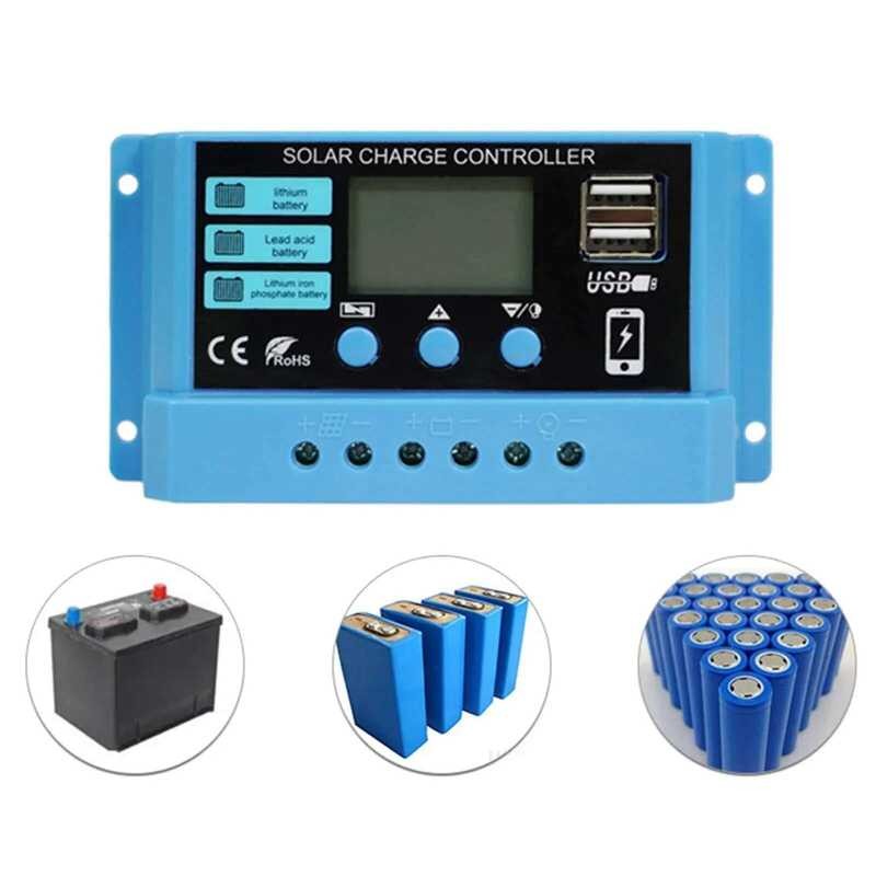 20A 10A 30A Blue PWM Solar Charger Controller 12V 24V Panel Charger ...