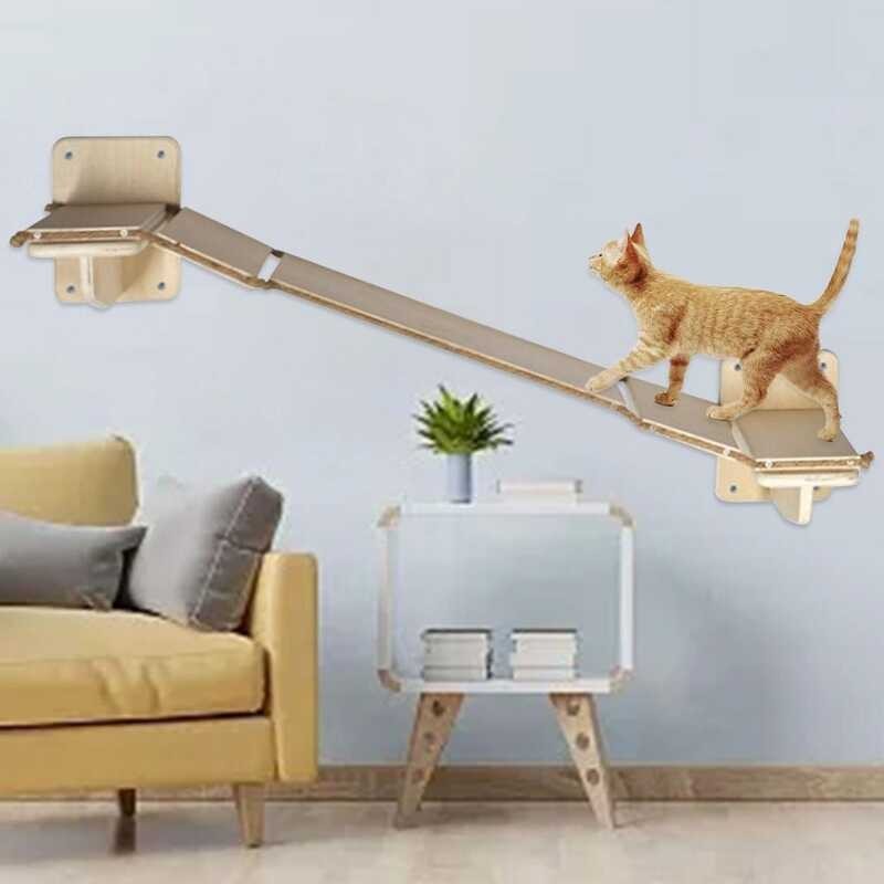 Wall Mounted Ladder Wood Kitten Cat Climbing Framework Safe Furniture ...