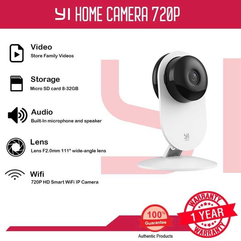 Home Yi Camera 720P (White) Night Vision IP Security Surveillance ...