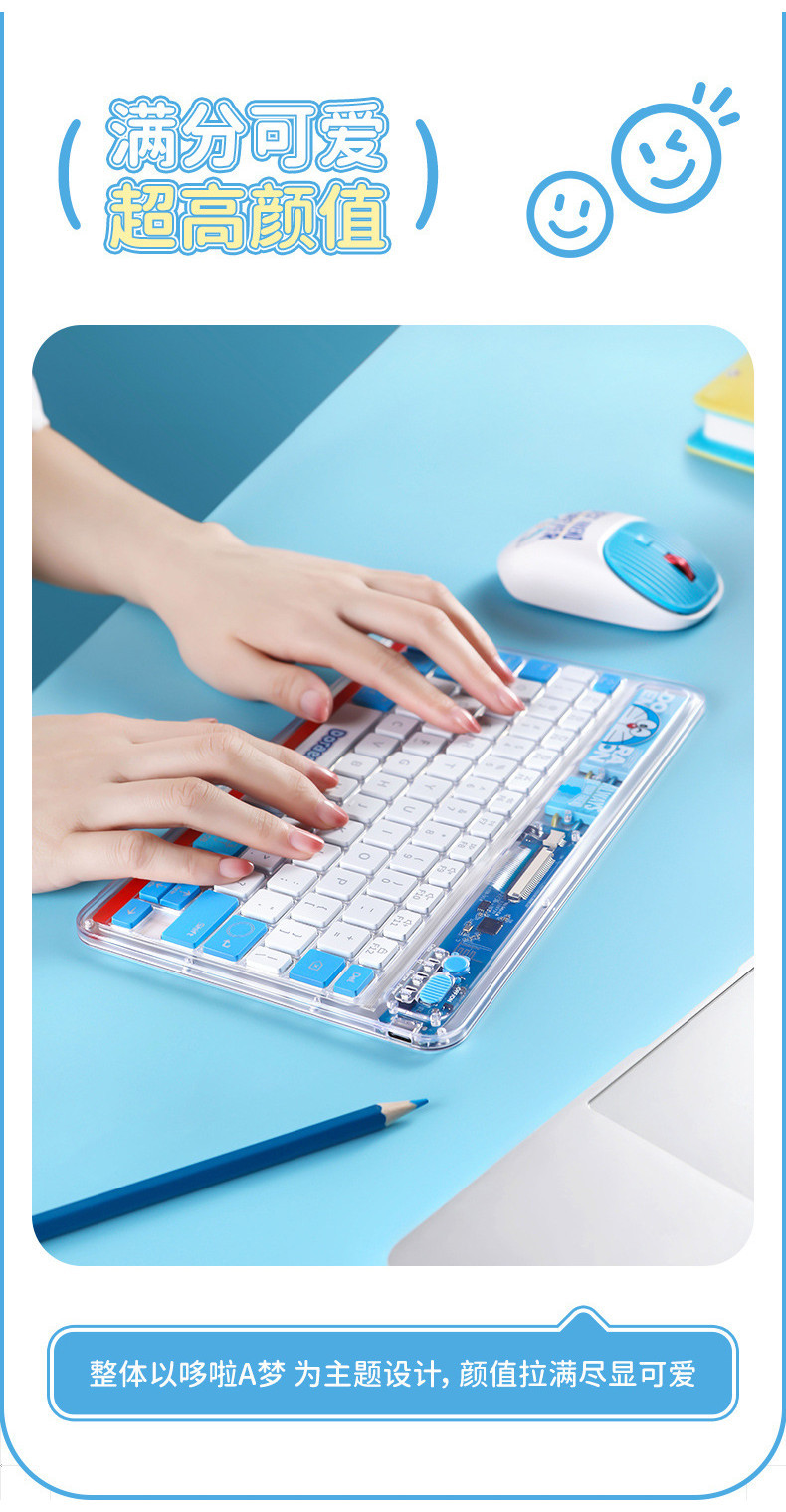 Doraemon Comic Book Transparent Wireless Mouse 2.4G Dual Mode Bluetooth ...