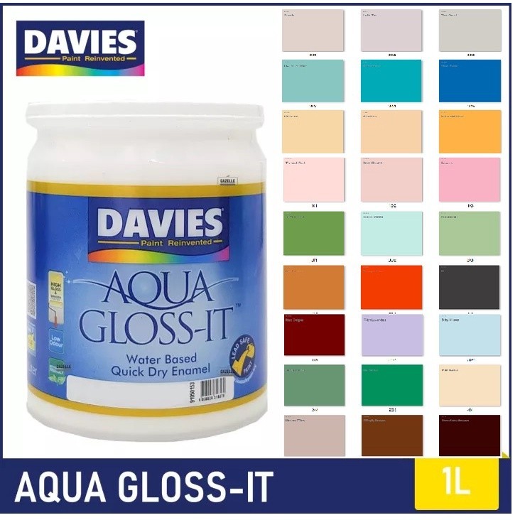 DAVIES AQUA GLOSS IT | 1 LITER | ODORLESS QUICK DRY ENAMEL | PAINT FOR ...