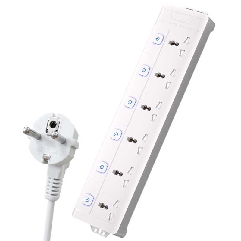 Surge Protection KR EU Plug 6 AC Outlets Socket Na May 1.5M Extension ...