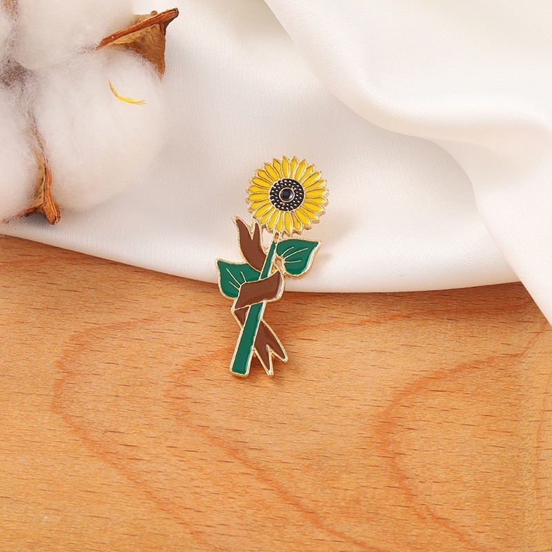 Cute Sunflowers Enamel Pins Flower Bouquet Brooch Graduation Gift Badge ...