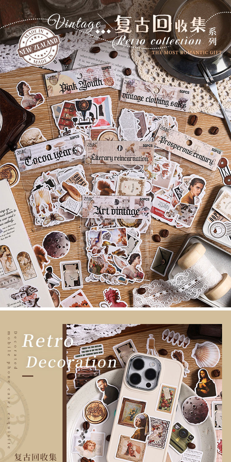 Journamm 50 Pcs/pack Vintage Memories Stickers DIY Scrapbooking ...