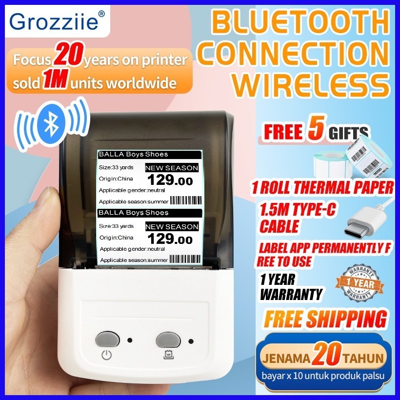 Handheld mini thermal printers portable price tag and QR codes small