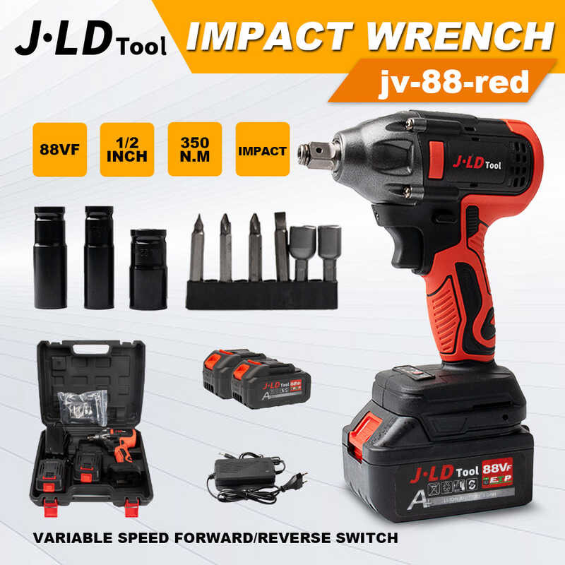 JLD 88vf Brushless Wrench 1/2'' Power Wrenches Red Impact Drive Tools ...