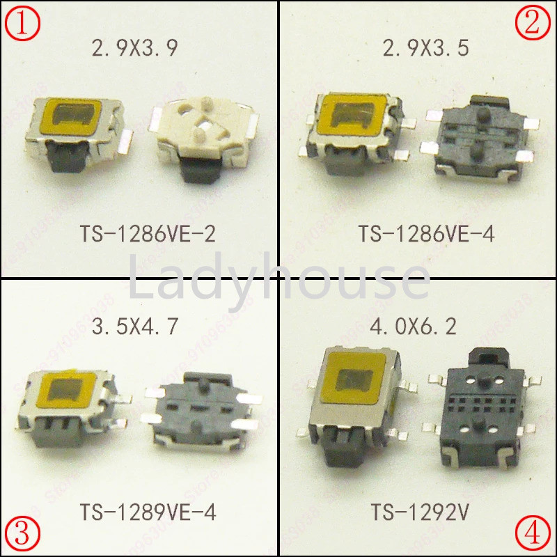 5-50pcs 12V Side Push Button Tact SW Momentary Tact Switch 4Pin SMD ...
