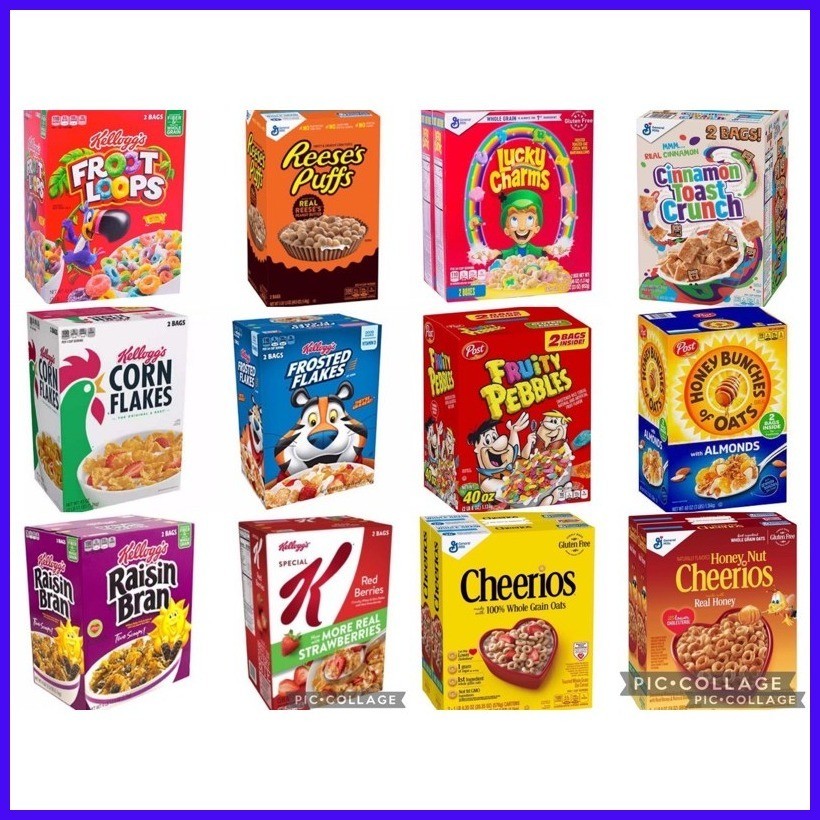 Imported Cereals - 2 Bags! (Kelloggs Froot Loops, Lucky Charms, Corn ...